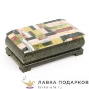 Камень / Шкатулка с зеркалом «Мозаика» 19 х 10 х 06 см. змеевик +офиокальцит +мрамор + креноид 2316 