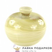 УК-К / Шкатулка из камня со съемной крышкой 10х10х7см змеевик, каменная роспись 10108 