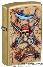 Zippo / Зажигалка бензиновая Zippo 48966 «Пират худ..Гай Харви» цв. латунь золотистая 