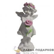П / Фигурка «Ангел с розой», полистоун, 13 см, белый, 713519 