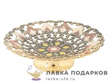 Кашмир / Вазочка латунная на ножке 19 х 19 х 05 см. эмаль черная Фр_4121_2 
