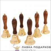 Винтаж / Колокольчик латунный на деревянной ручке D: 06 см. полиш 14 х 06 см. Кл_4695_1 (1 : 6) 