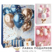 УП / Пакет подарочный «Праздник Шары» vertical большой 31х12х40см ассорти 4195-L 