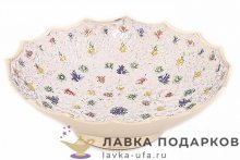 Кашмир / Вазочка для конфет «Полянка» 13 х 13 х 04 см. латунь, эмаль белая Кт _2558.1 