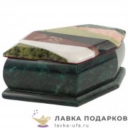 Камень / Шкатулка с зеркалом «Мозаика» 19 х 12 х 07 см. змеевик 0566 