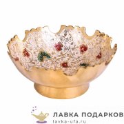 Кашмир / Вазочка для конфет «Резной край» 09 х 09 х 04 см. латунь, эмаль белая Фр_1130_4 