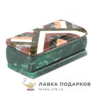 Камень / Шкатулка с зеркалом «Мозаика» 15 х 07 х 06 см. змеевик 1105 