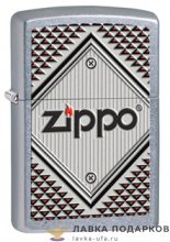 Zippo / Зажигалка 28465 «Ромб с лого Zippo» 56 х 36 х 12 мм.  хром состаренный  