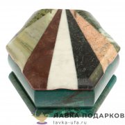 Камень / Шкатулка с зеркалом «Мозаика» 15 х 13 х 07 см. змеевик +офиокальцит +мрамор +лемезит 5004 