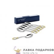 КМ / Ложка чайная «Роза» 14 см. посеребренная с позолотой (6 шт)  