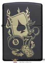 Zippo / Зажигалка 49257 «Азартные игры» 56 х 36 х 12 мм. черный матовый  