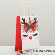 ПК / Пакет подарочный Сказка «Новый год», картон красный с черным, 11х6х15 см (XXS) 608228 