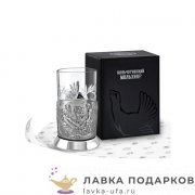 КМН / Подстаканник Кольчугино «Охотники» со стаканом (хрусталь), никель, Металлург 
