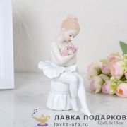 HP-Ф / Статуэтка «Юная балерина с букетом» малая 15см фарфор пастель HP-ST050 