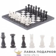 УК / Шахматы из камня «Дебют» 26 х 26 см, мрамор (в бархат. коробке) 