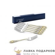 КМ / Вилка столовая «Номер 1» 20 см. посеребренная с позолотой (6 шт)  