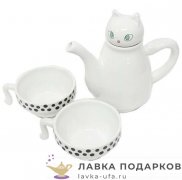 Набор «Кошка»: Чайник 450 мл + 2 чашки 22 х 16 х 11 см. белый 7025 
