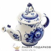 Гжель / Чайник «Одуванчик № 2» 15 х 10 х 18 см. v-450 мл. авт. Федотов А.Н.  