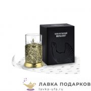 КМЛ / Подстаканник Кольчугино «Мишки в лесу» со стаканом (хрусталь), латунь, Триумф 