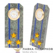 УК / Часы из камня «Погон - Полковник ФСБ, ФСО» 15 х 06 см. змеевик 2523 