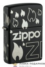 Zippo / Зажигалка 48908 «Пламя ZIPPO» 56 х 36 х 12 мм.черный матовый 