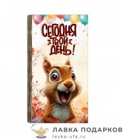 УС / Купюрница «Твой день! бельчонок» 18  х 01 х 10 см. дерево 0001_Куп-Дд 