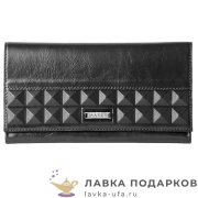 Макей / Кошелек из натур. кожи на кнопке «Геометрия» 18 х 10 см. цв. черный 021_08_44 Ч 
