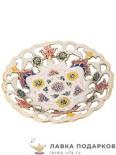Кашмир / Вазочка латунная на ножке 15 х 15 х 05 см. эмаль белая Фр_4120_6 