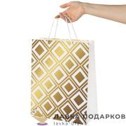 УП / Пакет подарочный «Абстракция» 26х13х32см картон белый фольга вертикальный средний 608249 