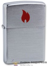 Zippo / Зажигалка 200 «Пламя красное» 56 х 36 х 12 мм. хром матовый  