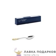 КМ / Ложка чайная с серебреннием и позолотой «Герб» 14 см. (1 шт) 