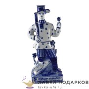 Гжель / Штоф «Охотник» 350 мл. 23 х 10 х 06 см. авт. Азарова Л.П. 