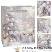 УП / Пакет подарочный «Новогодний Иней» vertical мини 12х6х14см ассорти N-123 