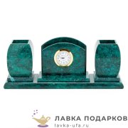 УК / Подставка - органайзер из камня «Тюльпан» 28 х 11 х 08 см. змеевик нефрит 113_294 