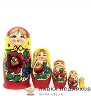 НП / Матрешка майдановская «Цветы - роза» 5 кукол, 15 см. желтый платок 