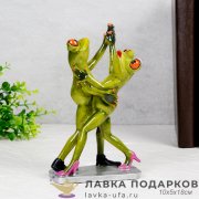 YX-П / Статуэтка «Лягушка танго» сочно-зеленая оранжевые глаза 18см полистоун YX29014 