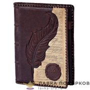 Макей / Ежедневник недатированный А5, обложка кожа «Перо» цв. коричневый 008_08_29 