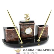 УК / Письменный прибор «Георгий Победоносец» с часами 30х10х22 см криноид бронза 1317008-1 