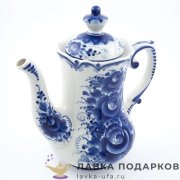 Гжель / Кофейник «Вьюнок» 1500 мл. 24 х 24 х 13 см. авт. Хазова И.А. 
