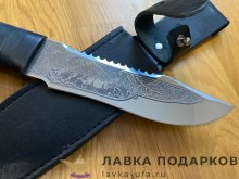 Златоуст / Нож туристический «Тайга», сталь ЭИ 107, рукоять кожа + текстолит, рисунок, логотип 