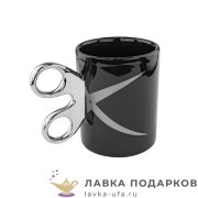 ПС / Кружка чайная «Ножницы» 330мл керамика черный ручка ножницы 8106 