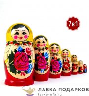 НП-М / Матрешка семеновская «Россияночка» 7 мест, 16 см. желтый платок  