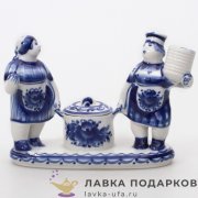 Гжель / Солонка «Поварихи» 13 х 17 х 15 см, авт.Федоровская 