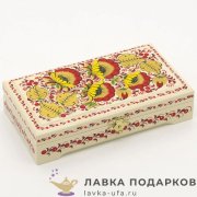 НП / Шкатулка расписная «Купюрница» 18 х 10 см. ЦВЕТЫ цв. слоновая кость 
