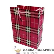 УП / Пакет подарочный «Клетка» 18х10х23см картон розовый вертикальный малый 218013 