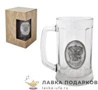 ОЛОВО / Кружка пивная оловяным значком «СЛАВА РОССИИ» 500 мл. (пинта)  