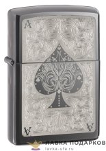 Zippo / Зажигалка «Туз» 36 х 12 х 56 мм. цв. хром + черный глянец 28323 
