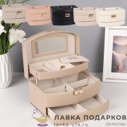 ИНТ / Шкатулка для украшений с замком раздвижная «3 яруса» искусственная кожа 22х15х13 см JH016 