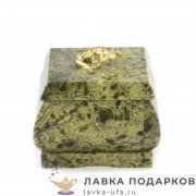 УК-К / Шкатулка из камня «Ракушка» 16х9х9см змеевик, ящерка 8009 