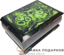 УК / Шкатулка из камня «Ларец» 18 х 12 х 08 см. змеевик - иллюстр. малахит (без упак.) 5020 